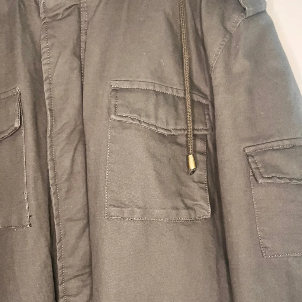 WenVen Mens Military Cotton Jacket Fleece Lined Hooded Parka Olive Green XL - Picture 2 of 8